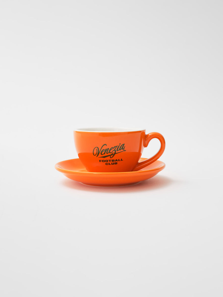 Cup & Saucer Script Orange