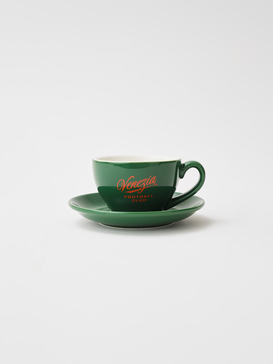 Cup & Saucer Script Green